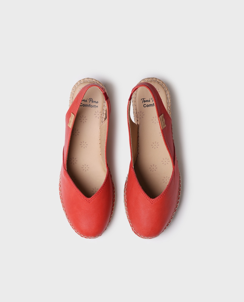 Alpargatas de cuña de mujer de piel de la colección Comfort - Toni Pons - Rojo Rojo-3