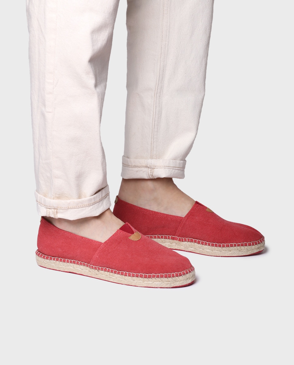 Alpargatas planas unisex de tejido en tonos lisos - Toni Pons - Rojo Rojo-4