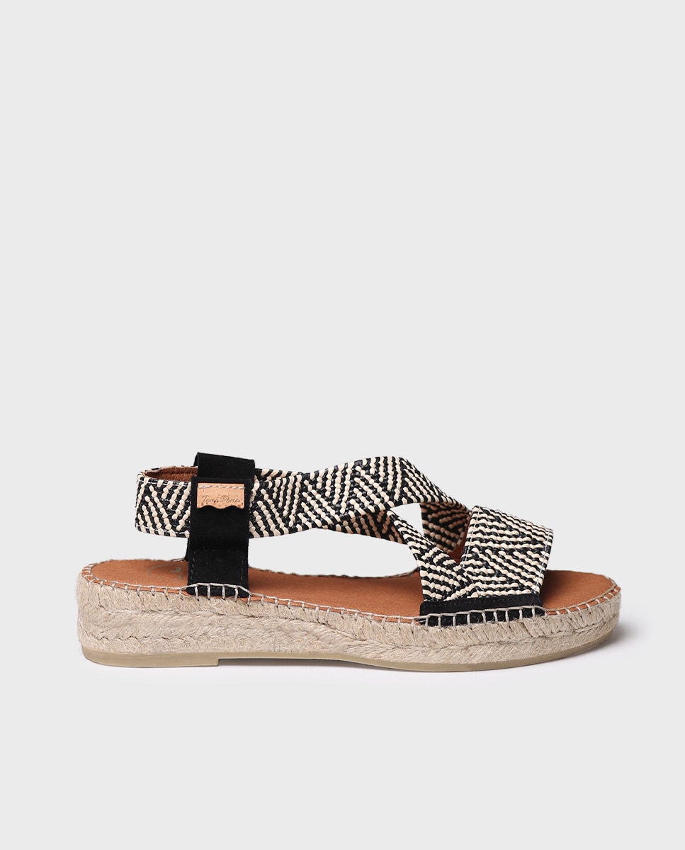 Alpargatas planas de mujer en elástico bicolor - Toni Pons - Negro Negro-4