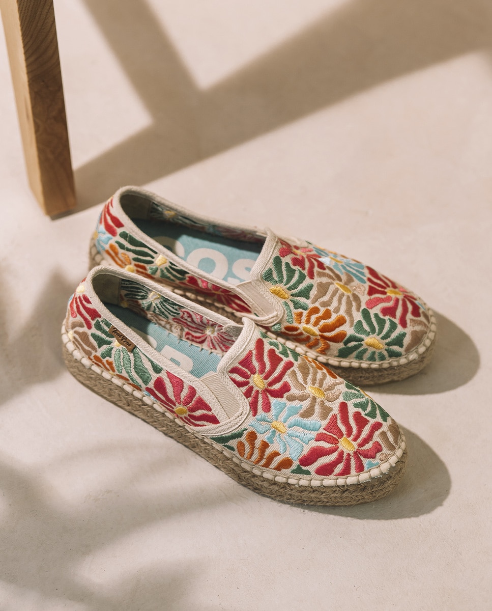 Alpargatas de plataforma de mujer estampadas con elásticos - Toni Pons - Multicolor Multicolor-1