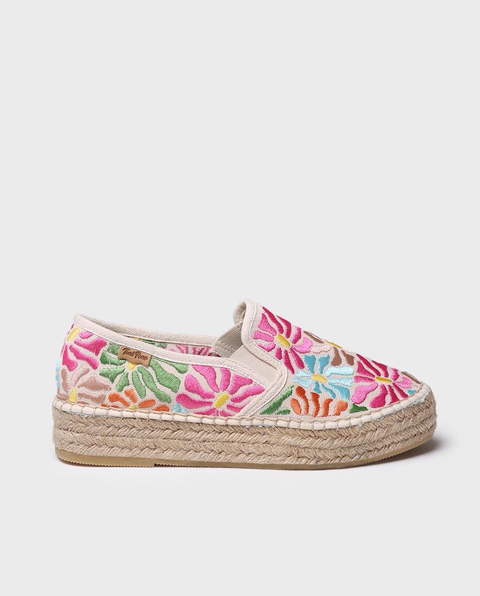 Alpargatas de plataforma de mujer estampadas con elásticos - Toni Pons - Multicolor Multicolor-4