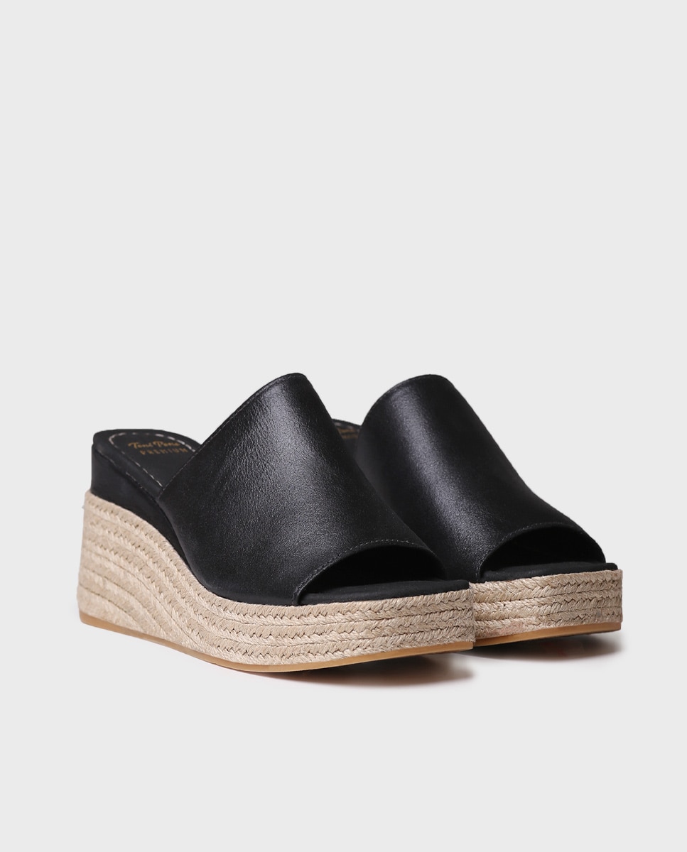 Alpargatas de plataforma de mujer de serraje - Toni Pons - Negro Negro-2