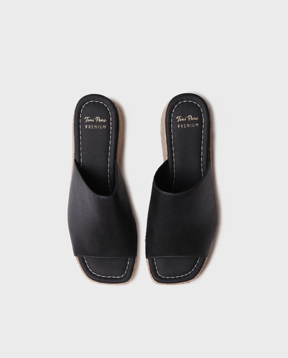 Alpargatas de plataforma de mujer de serraje - Toni Pons - Negro Negro-3