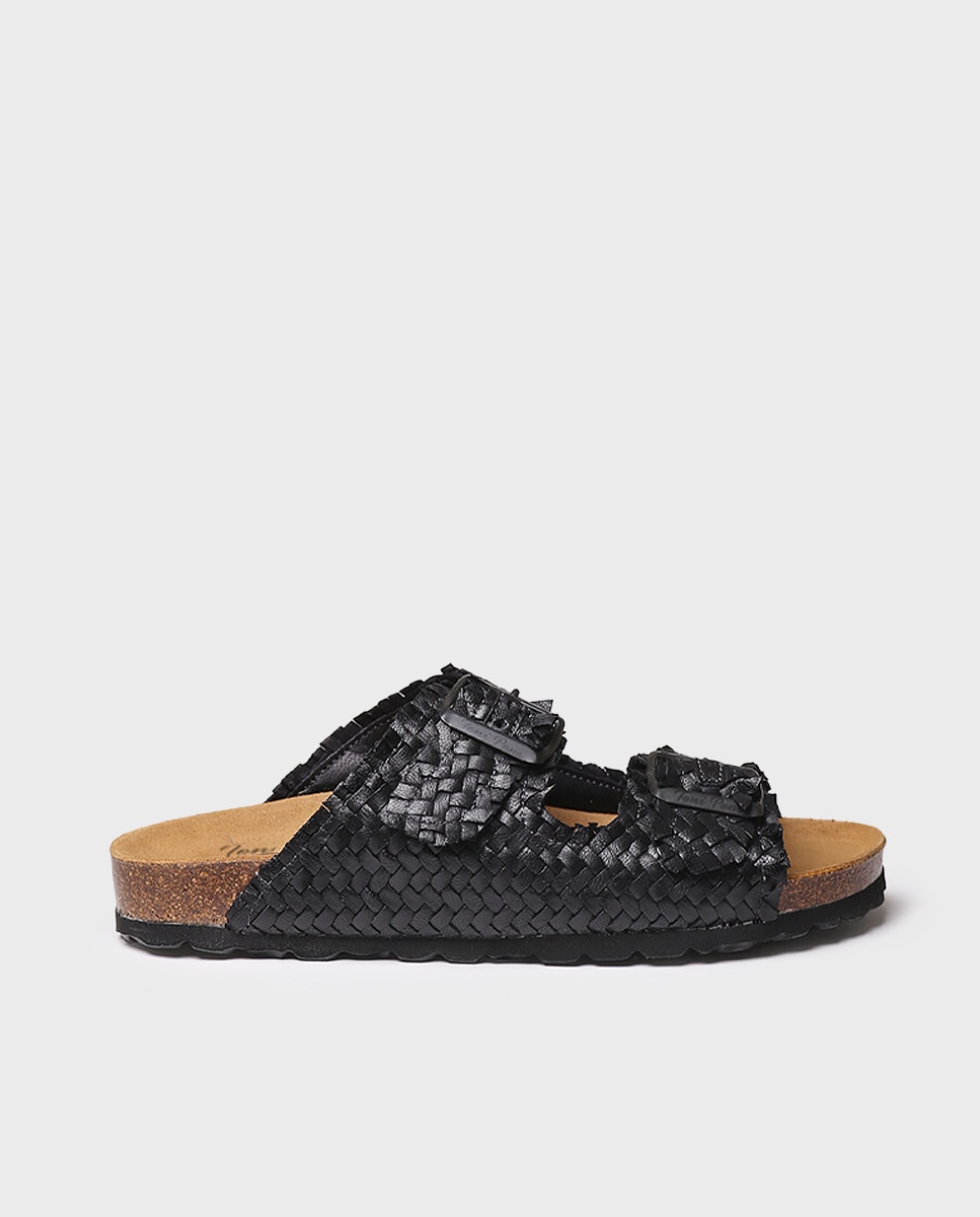 Sandalias planas de mujer de piel con hebillas - Toni Pons - Negro Negro-1
