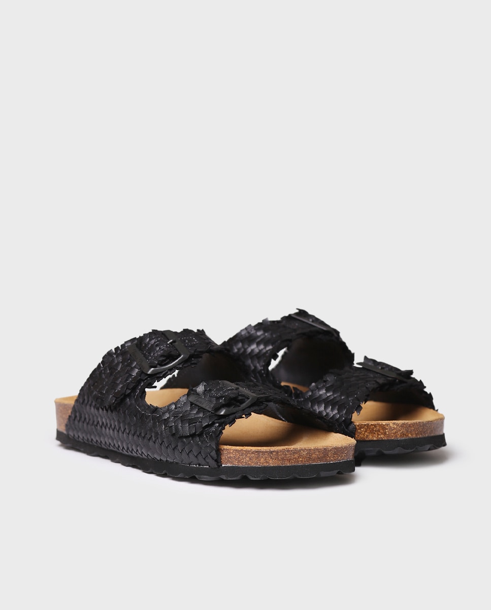Sandalias planas de mujer de piel con hebillas - Toni Pons - Negro Negro-4