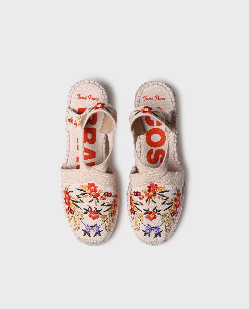 Alpargatas planas de mujer estampadas con elásticos - Toni Pons - Crudo Crudo-3
