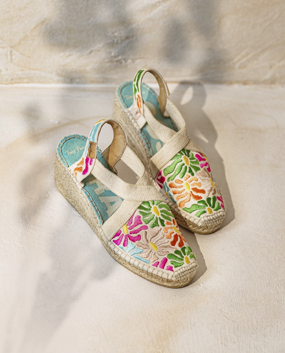 Alpargatas planas de mujer estampadas con elásticos - Toni Pons - Multicolor Multicolor-1