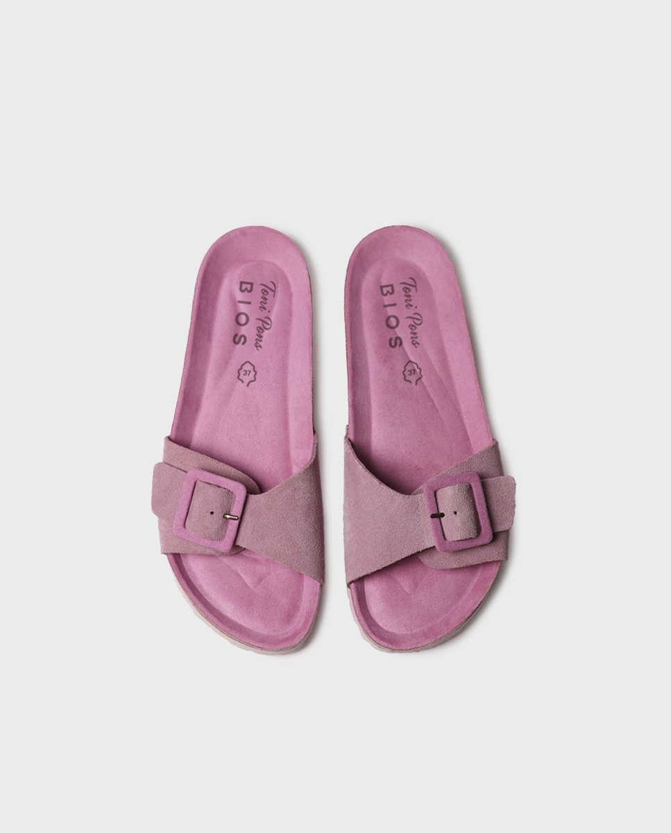 Sandalias planas de mujer de serraje - Toni Pons - Morado Morado-3