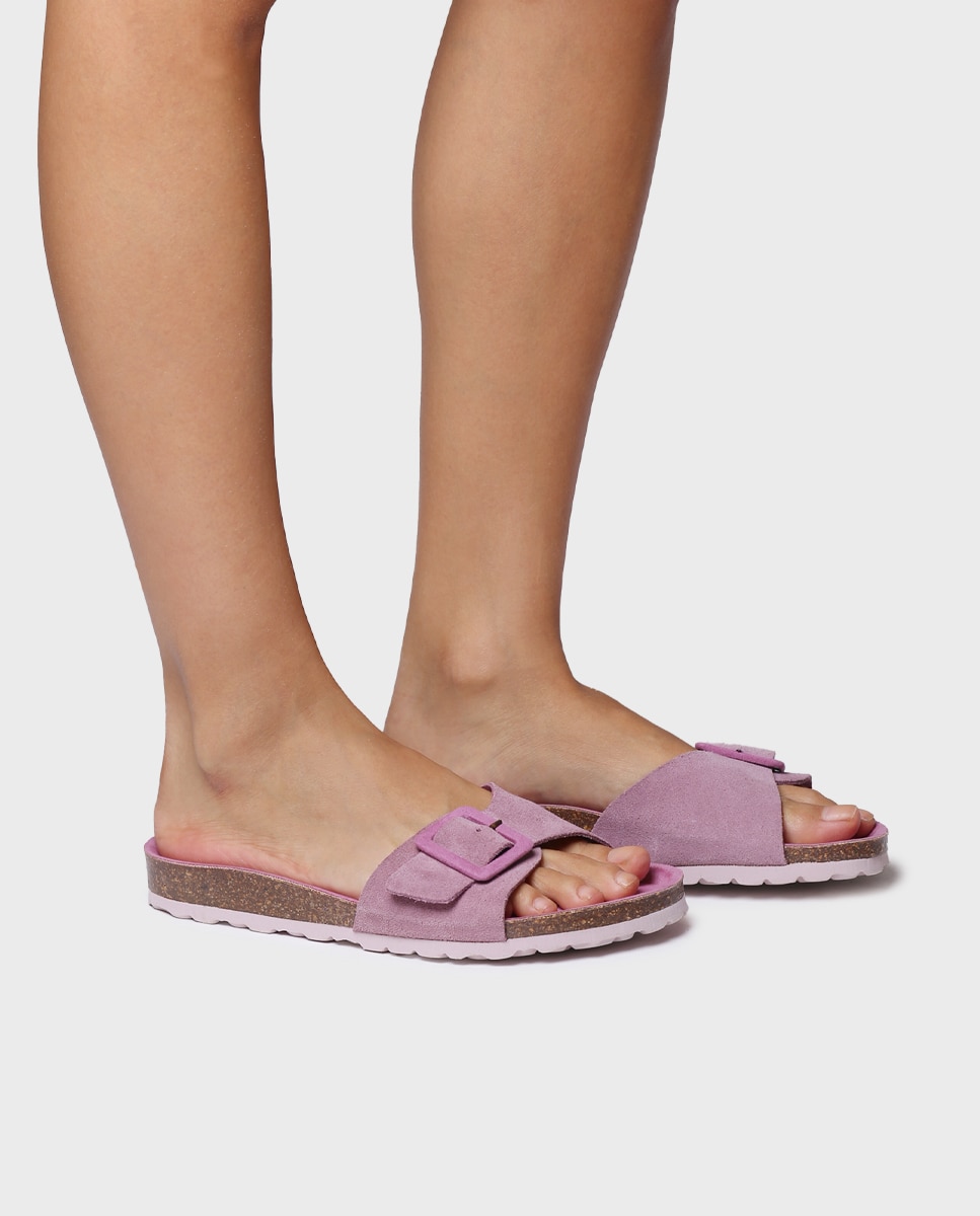 Sandalias planas de mujer de serraje - Toni Pons - Morado Morado-2