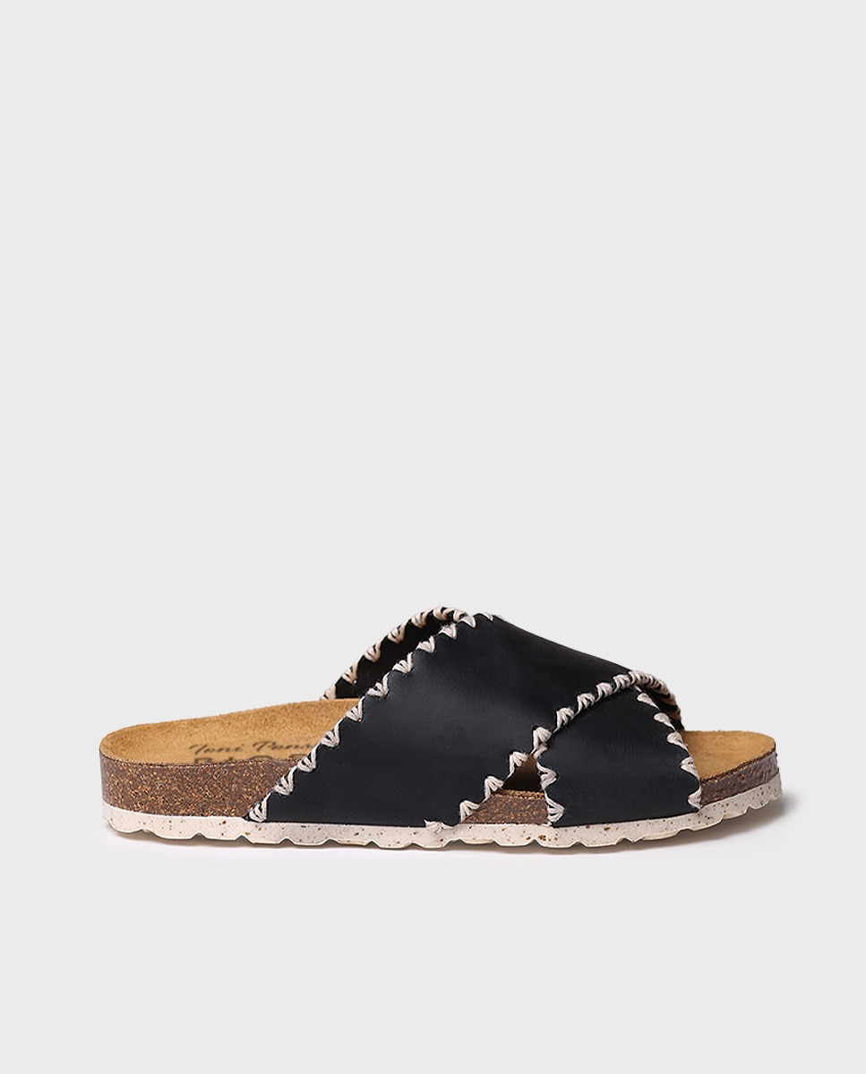 Sandalias planas de mujer de piel - Toni Pons - Negro Negro-1