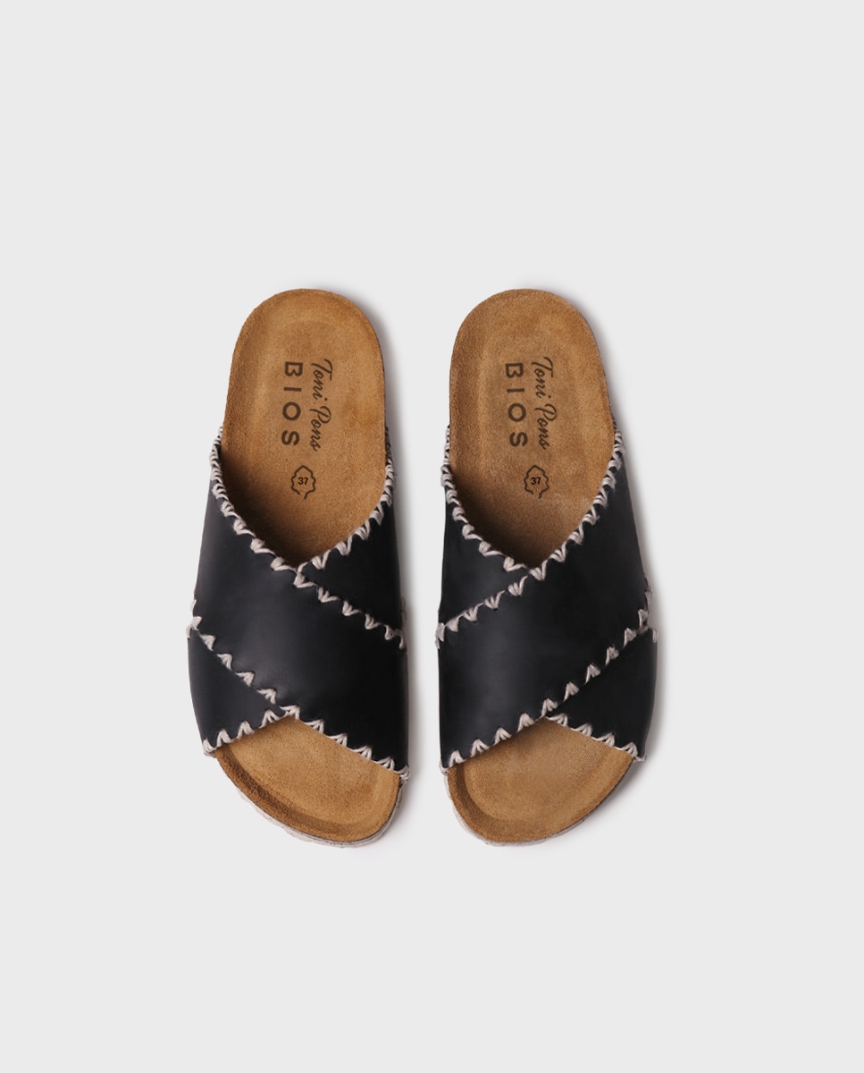 Sandalias planas de mujer de piel - Toni Pons - Negro Negro-3