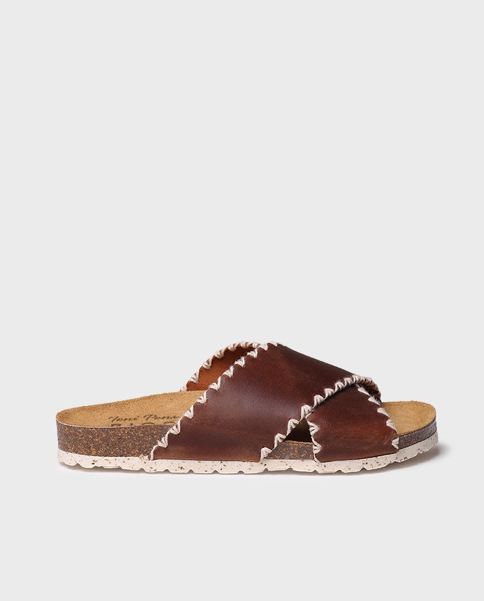 Sandalias planas de mujer de piel - Toni Pons - Marrón Marrón-1