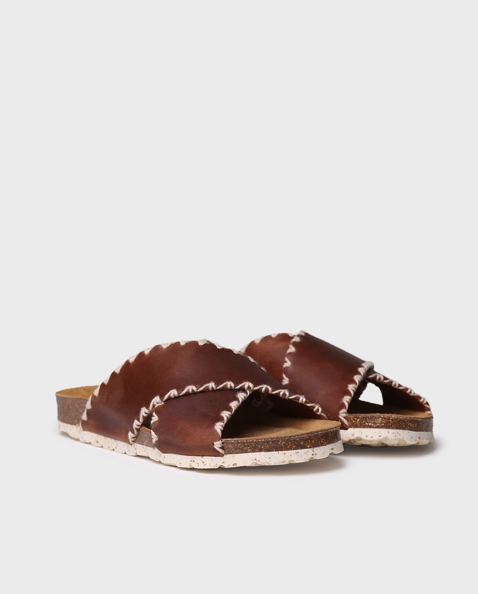 Sandalias planas de mujer de piel - Toni Pons - Marrón Marrón-4