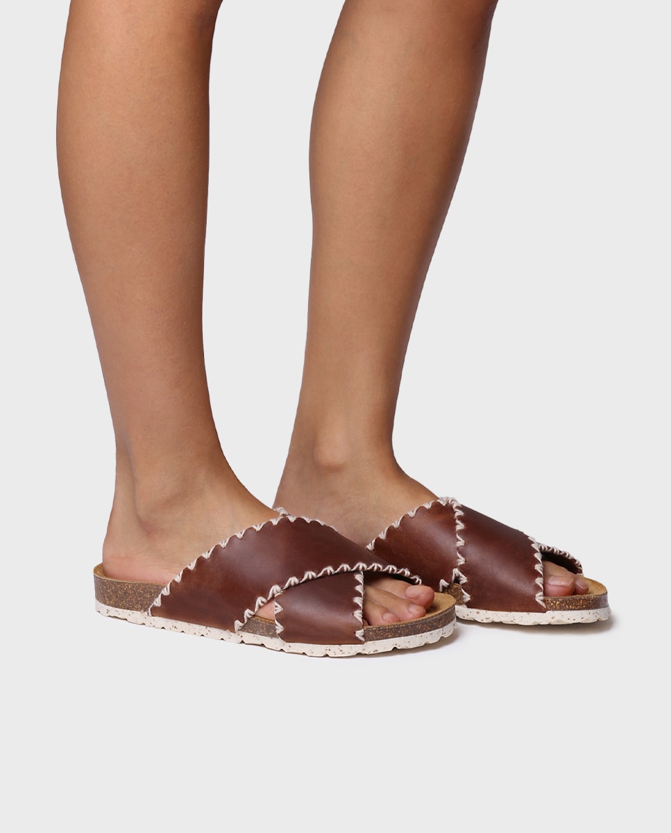 Sandalias planas de mujer de piel - Toni Pons - Marrón Marrón-2
