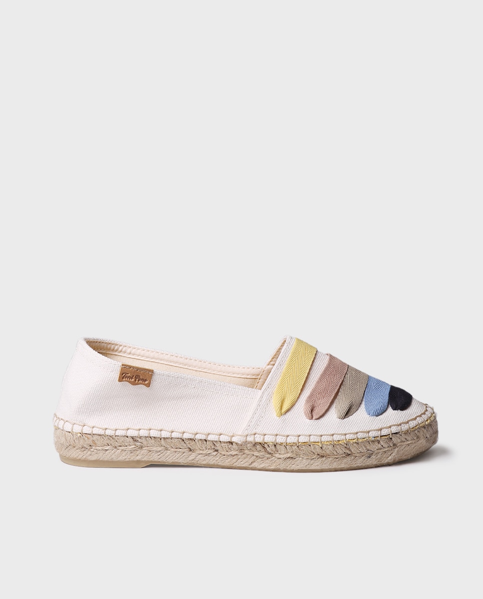 Alpargatas planas de mujer de algodón con cintas - Toni Pons - Beige Beige-1