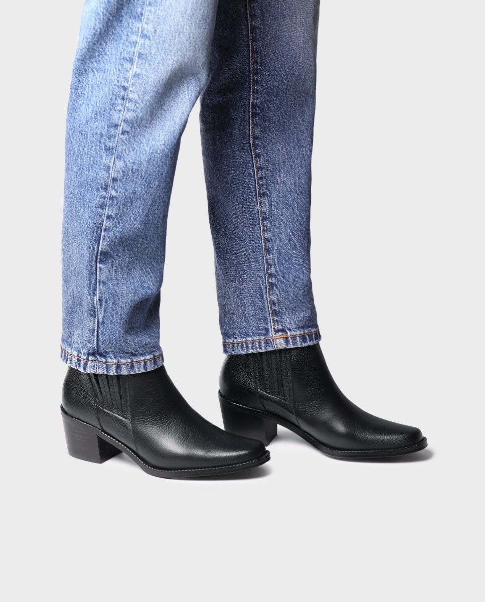 Botines de mujer de piel con elásticos - Toni Pons - Negro Negro-2