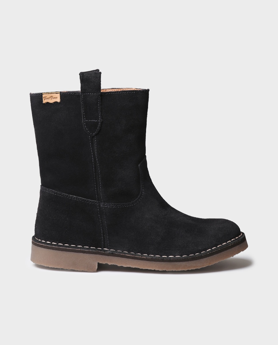 Botines de mujer planos de serraje - Toni Pons - Negro Negro-1