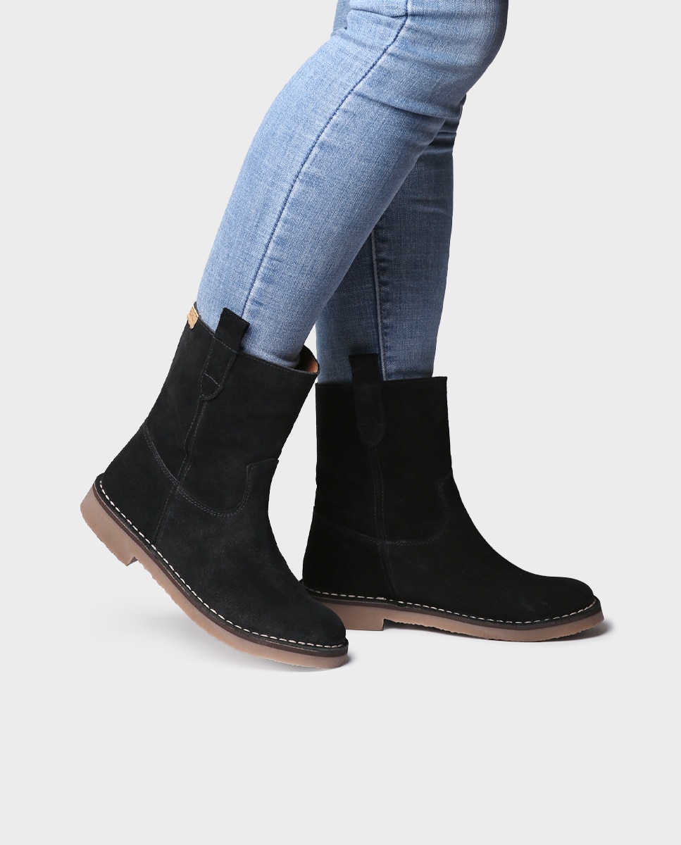 Botines de mujer planos de serraje - Toni Pons - Negro Negro-2