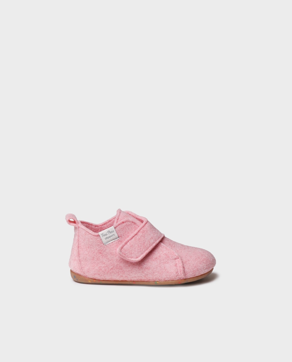 Zapatillas de casa cerradas de bebés de fieltro reciclado - Toni Pons - Rosa Rosa-1