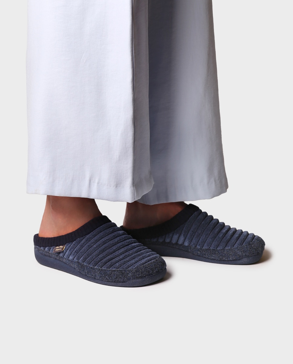 Imagen 2 de Zapatillas de casa abiertas de mujer de tejido con suela antideslizante - Toni Pons - Azul marino Azul marino