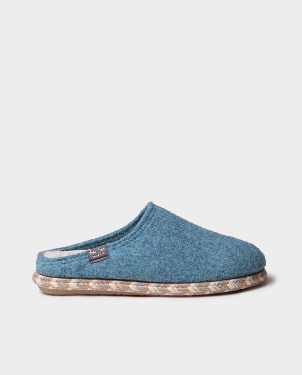 Zapatillas de casa abiertas de mujer de fieltro - Toni Pons - Azul Azul-1