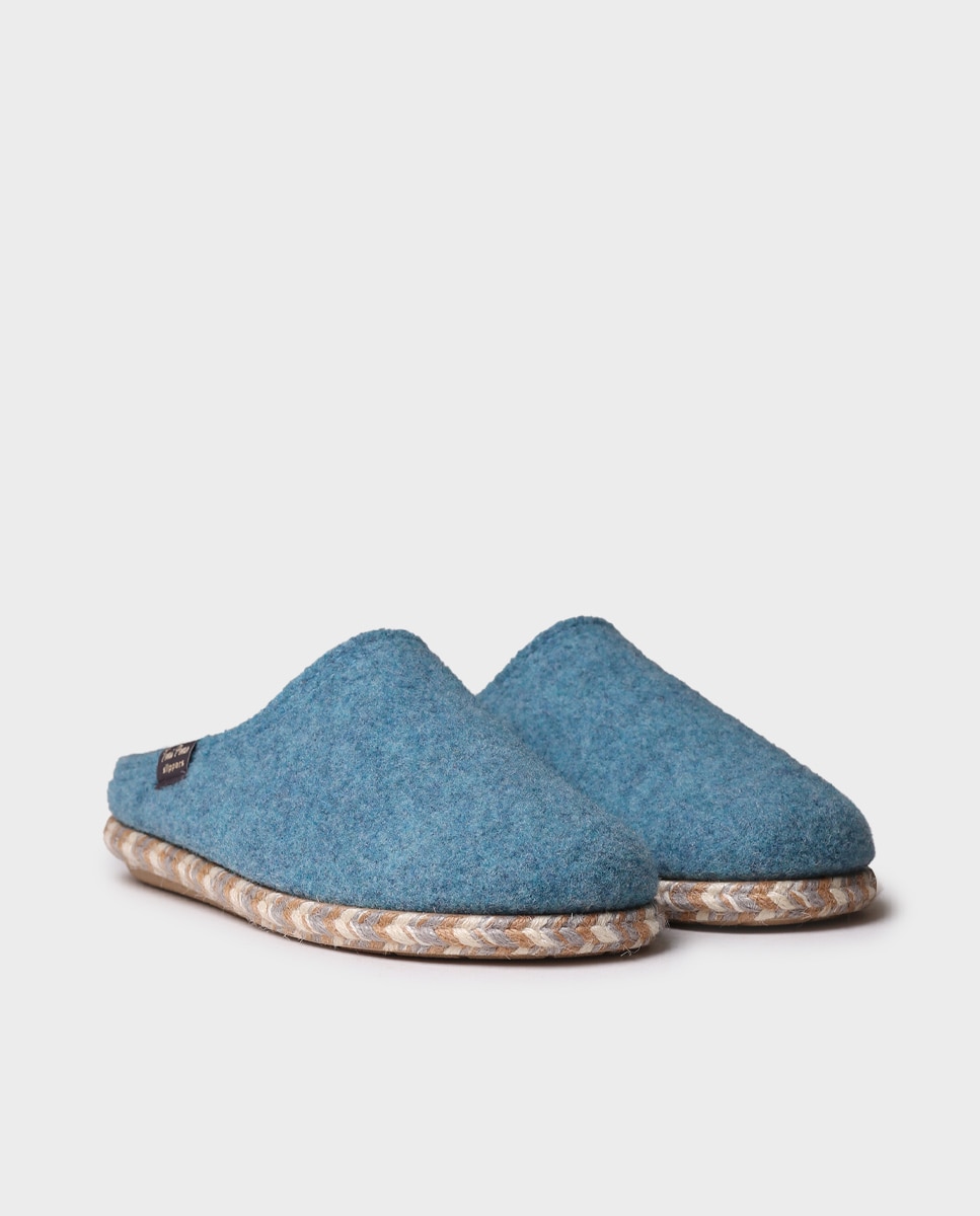 Zapatillas de casa abiertas de mujer de fieltro - Toni Pons - Azul Azul-4