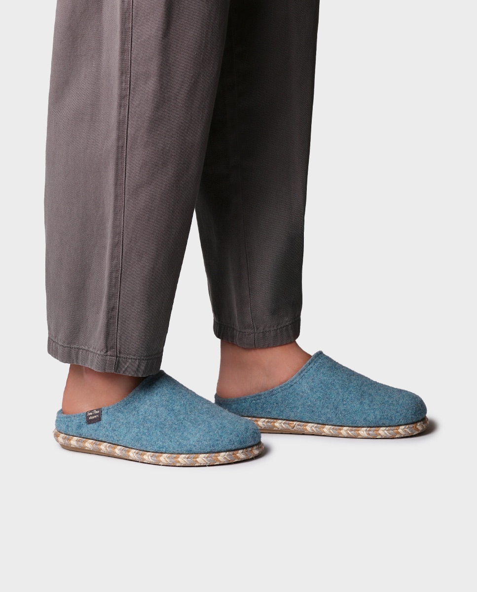 Zapatillas de casa abiertas de mujer de fieltro - Toni Pons - Azul Azul-2