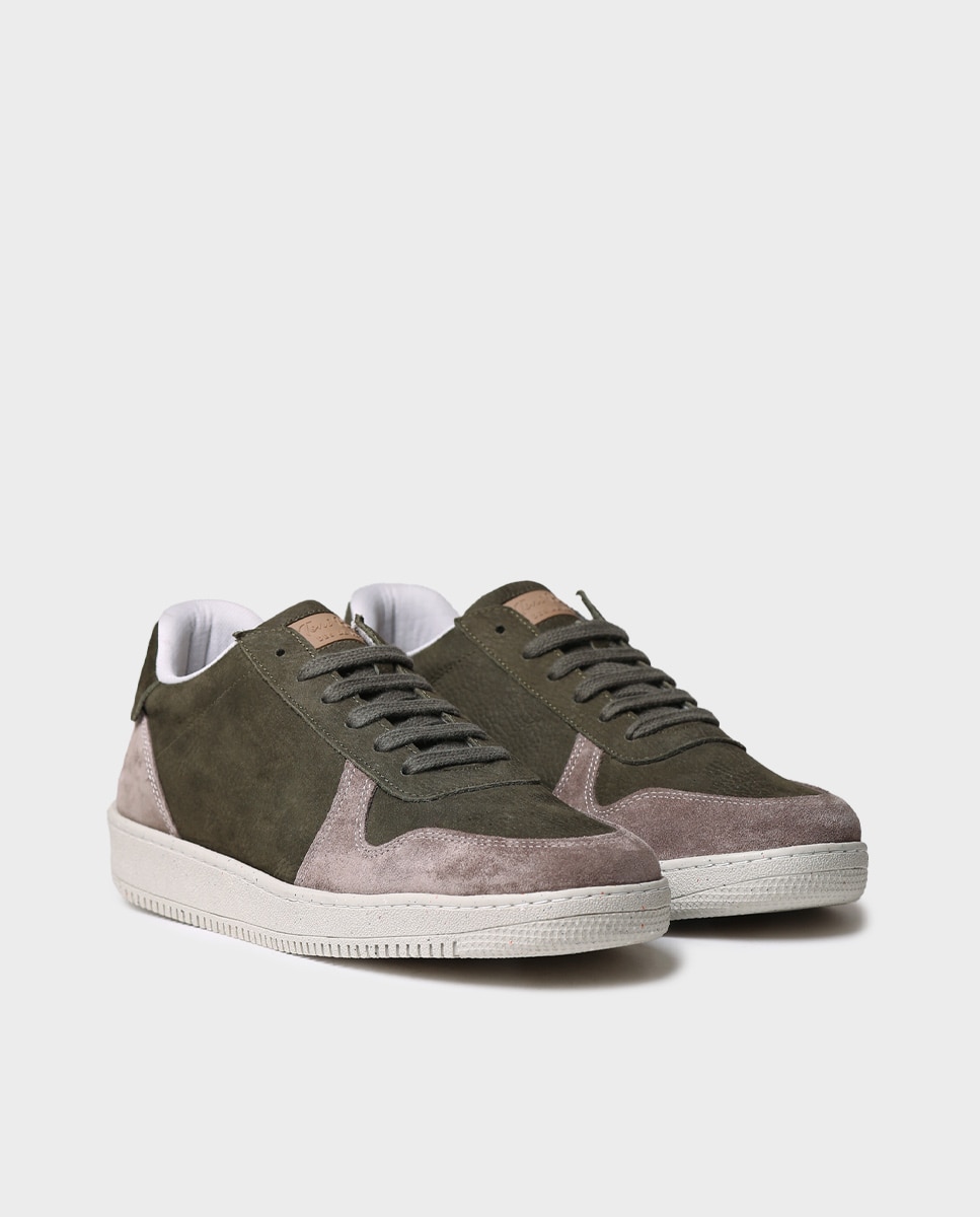Zapatillas de hombre de serraje con cordones - Toni Pons - Kaki Kaki-4