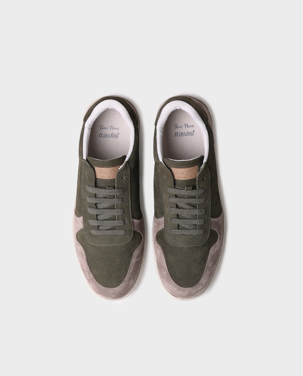 Zapatillas de hombre de serraje con cordones - Toni Pons - Kaki Kaki-3