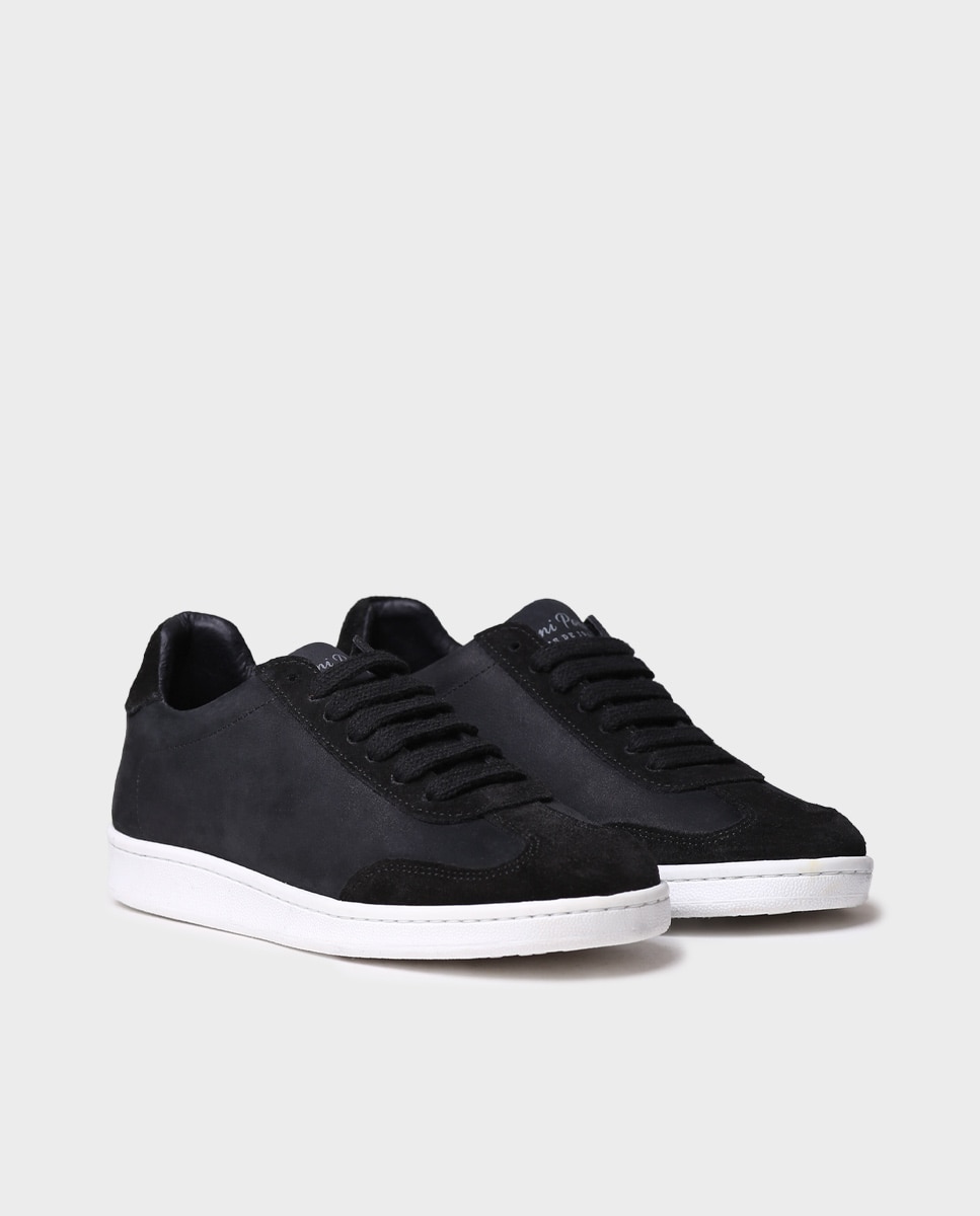 Zapatillas de piel de mujer con cordones - Toni Pons - Negro Negro-4