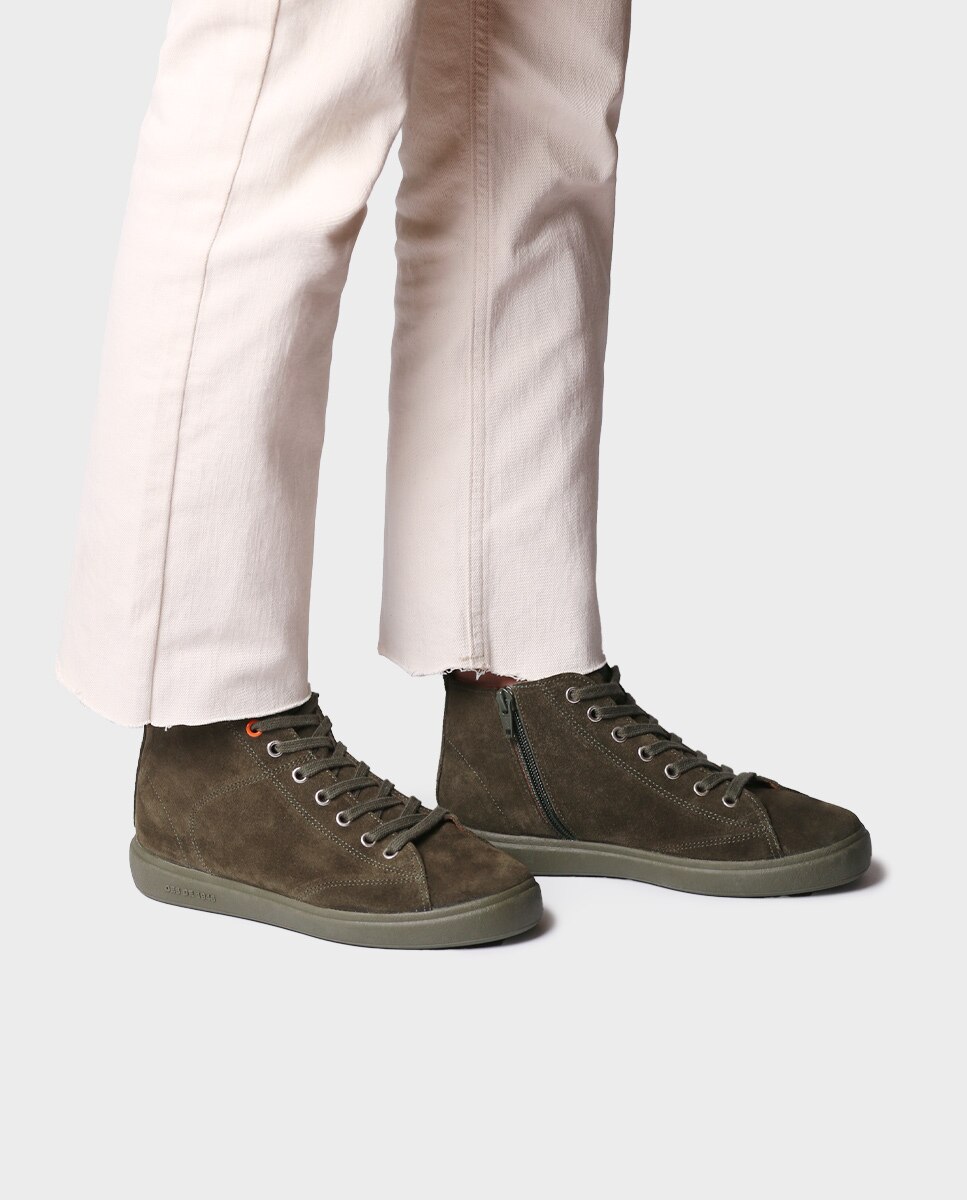 Botines de mujer de serraje con cordones - Toni Pons - Kaki Kaki-2