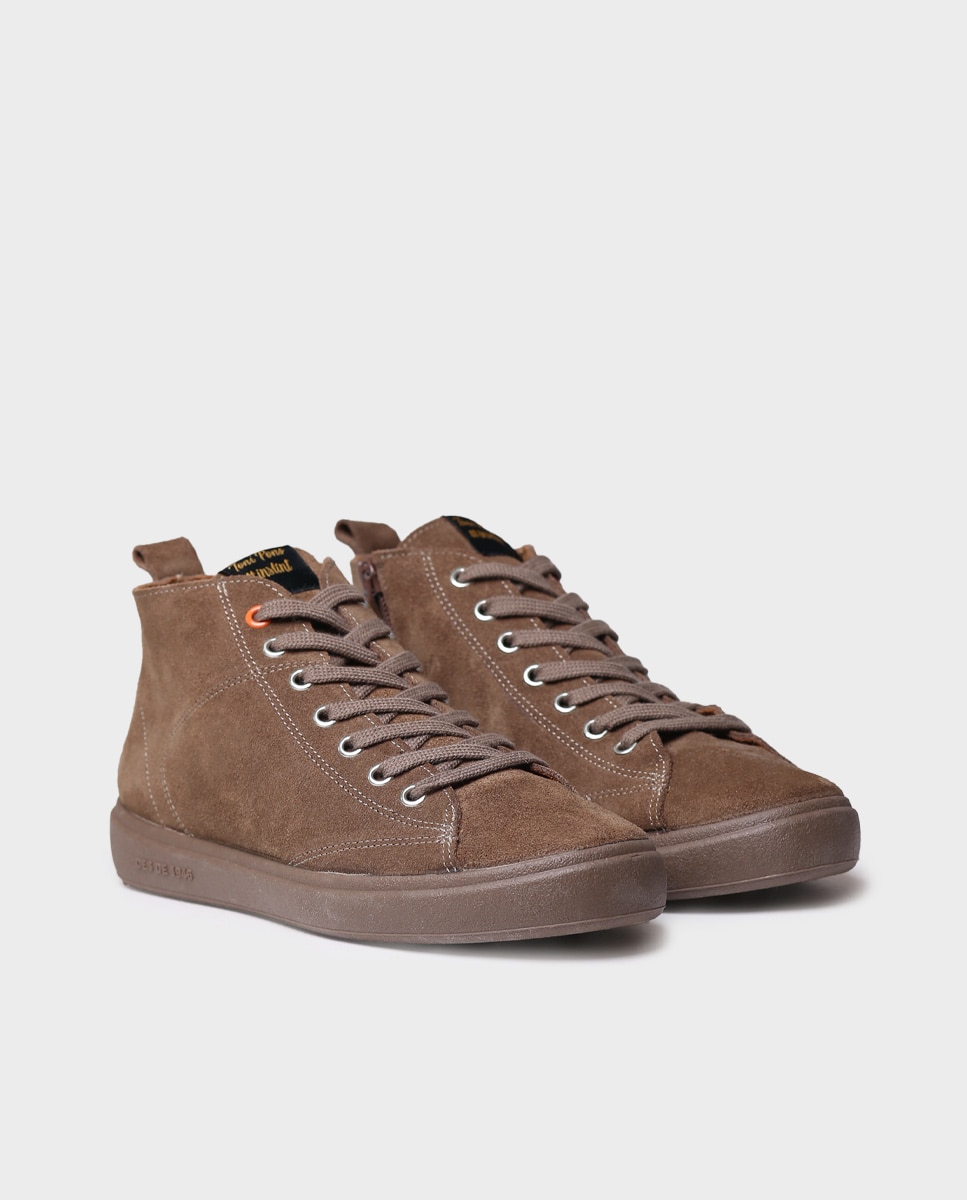 Botines de mujer de serraje con cordones - Toni Pons - Marrón Marrón-4