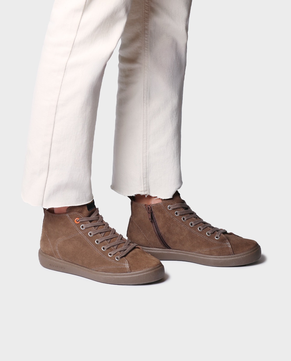 Botines de mujer de serraje con cordones - Toni Pons - Marrón Marrón-2