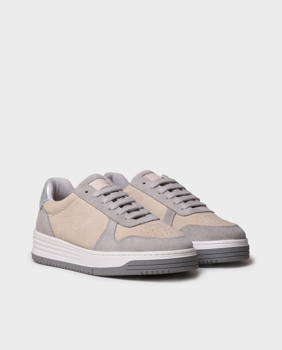Zapatillas de mujer de piel con cordones - Toni Pons - Gris Gris-4