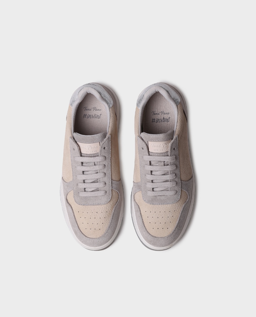 Zapatillas de mujer de piel con cordones - Toni Pons - Gris Gris-3