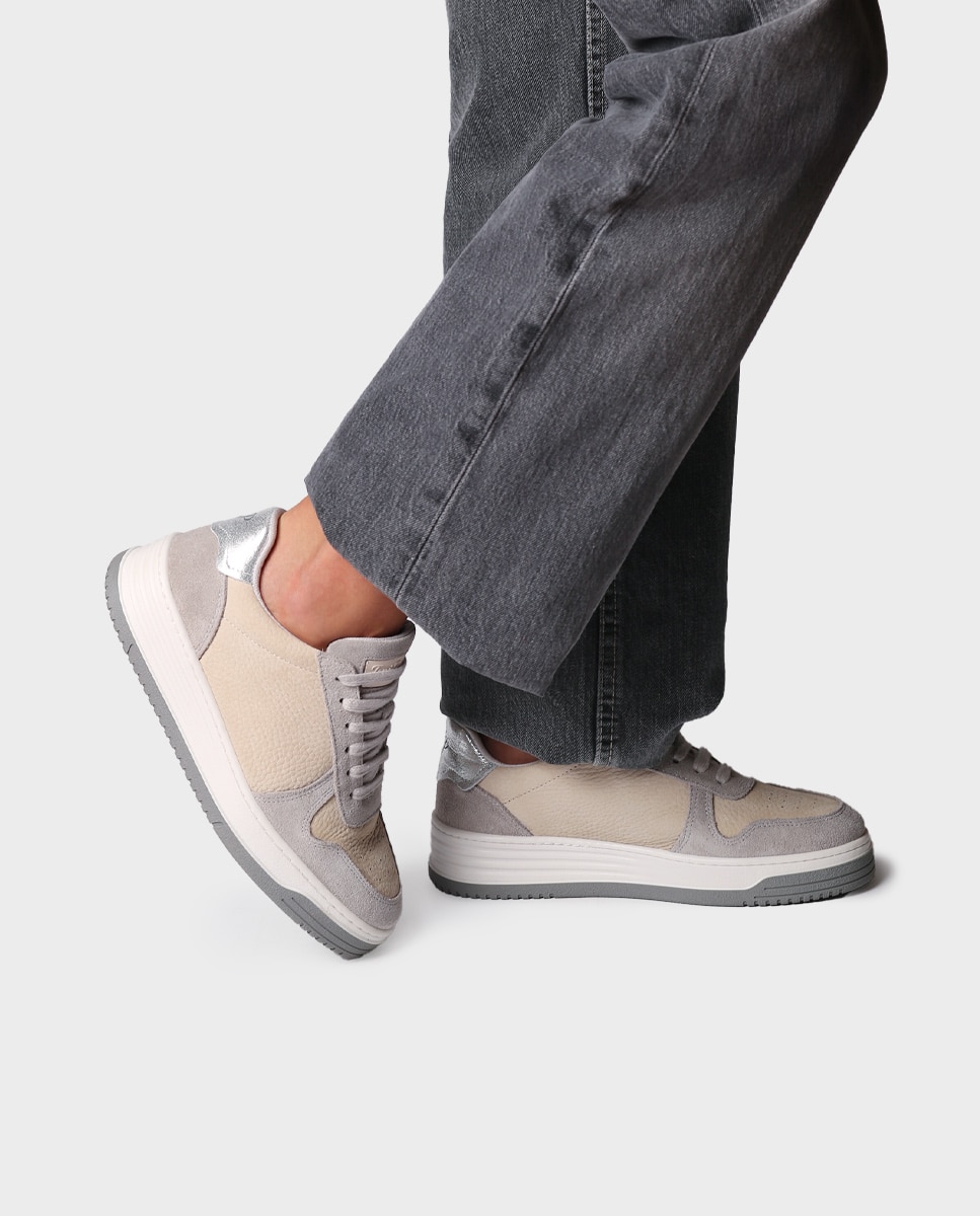 Zapatillas de mujer de piel con cordones - Toni Pons - Gris Gris-2