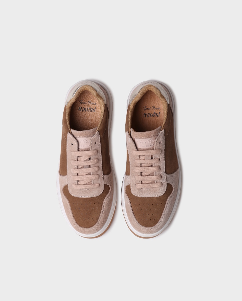 Zapatillas de mujer de piel con cordones - Toni Pons - Marrón Marrón-3