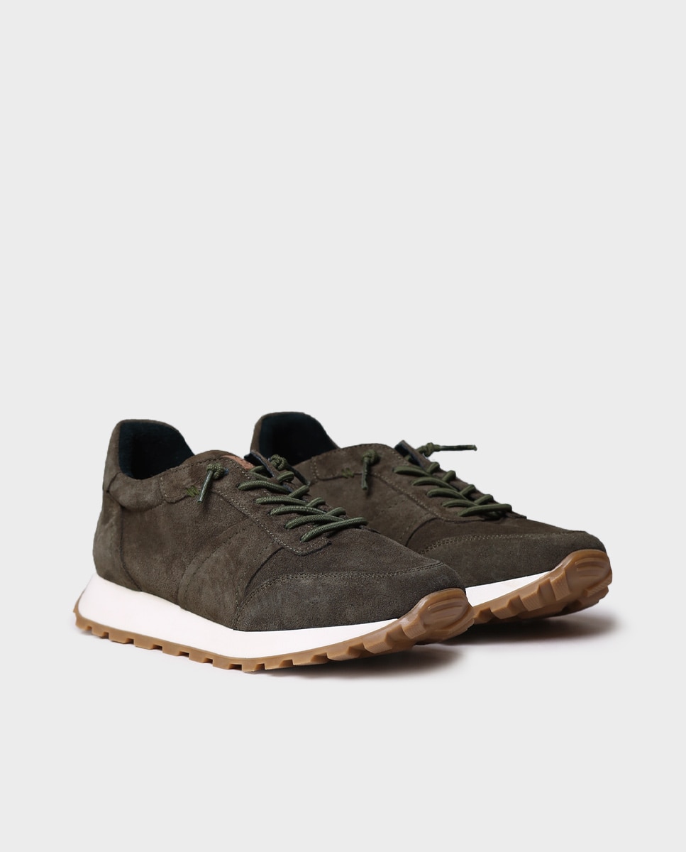 Zapatillas de mujer de serraje con cordones - Toni Pons - Kaki Kaki-4