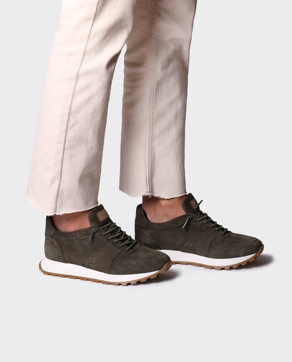 Zapatillas de mujer de serraje con cordones - Toni Pons - Kaki Kaki-2
