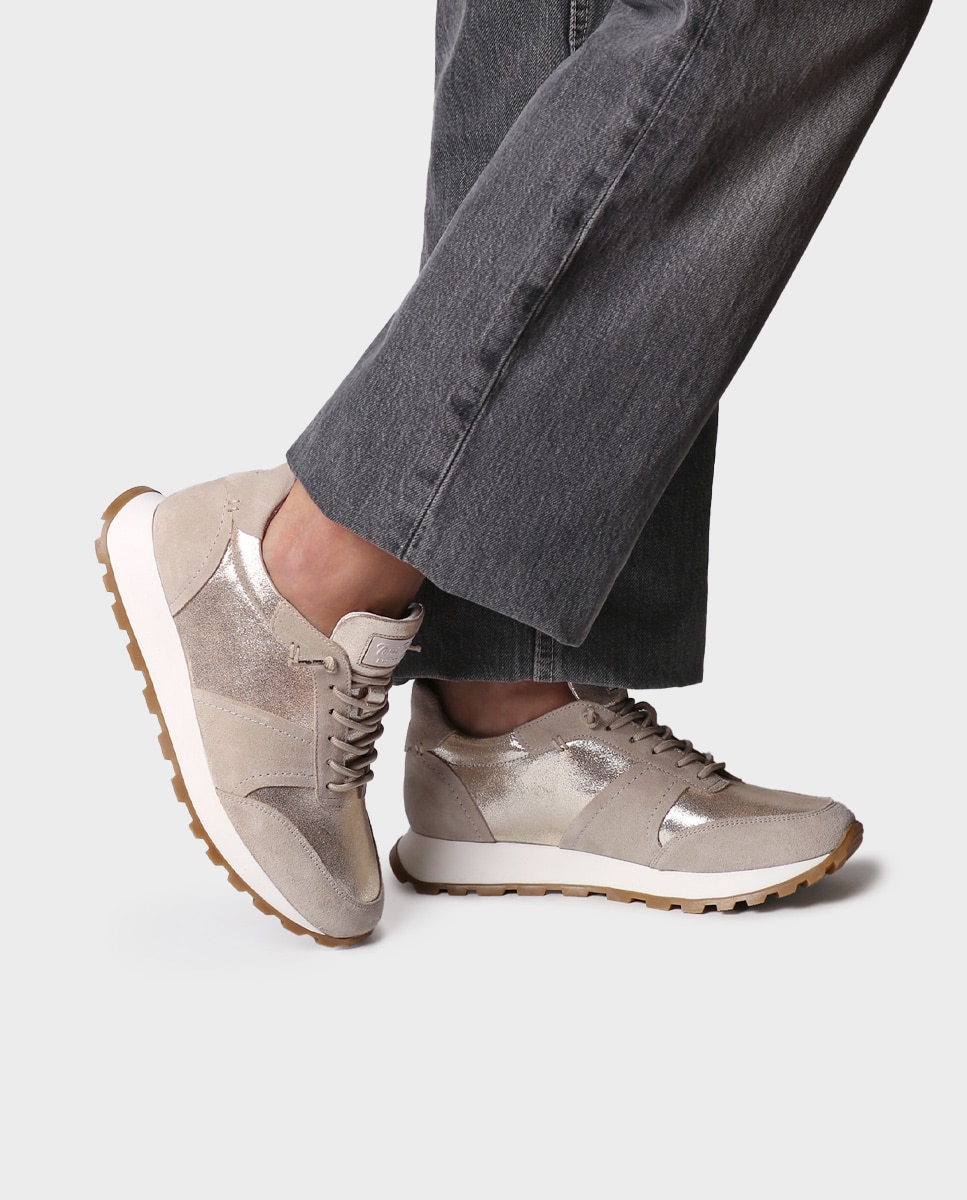 Zapatillas de mujer de piel con cordones - Toni Pons - Oro Oro-2