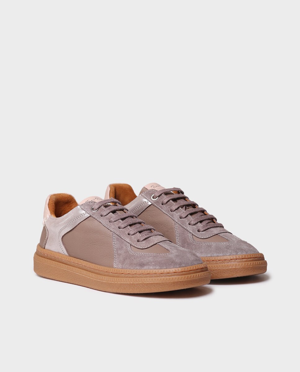 Zapatillas de mujer de piel con cordones - Toni Pons - Marrón Marrón-4