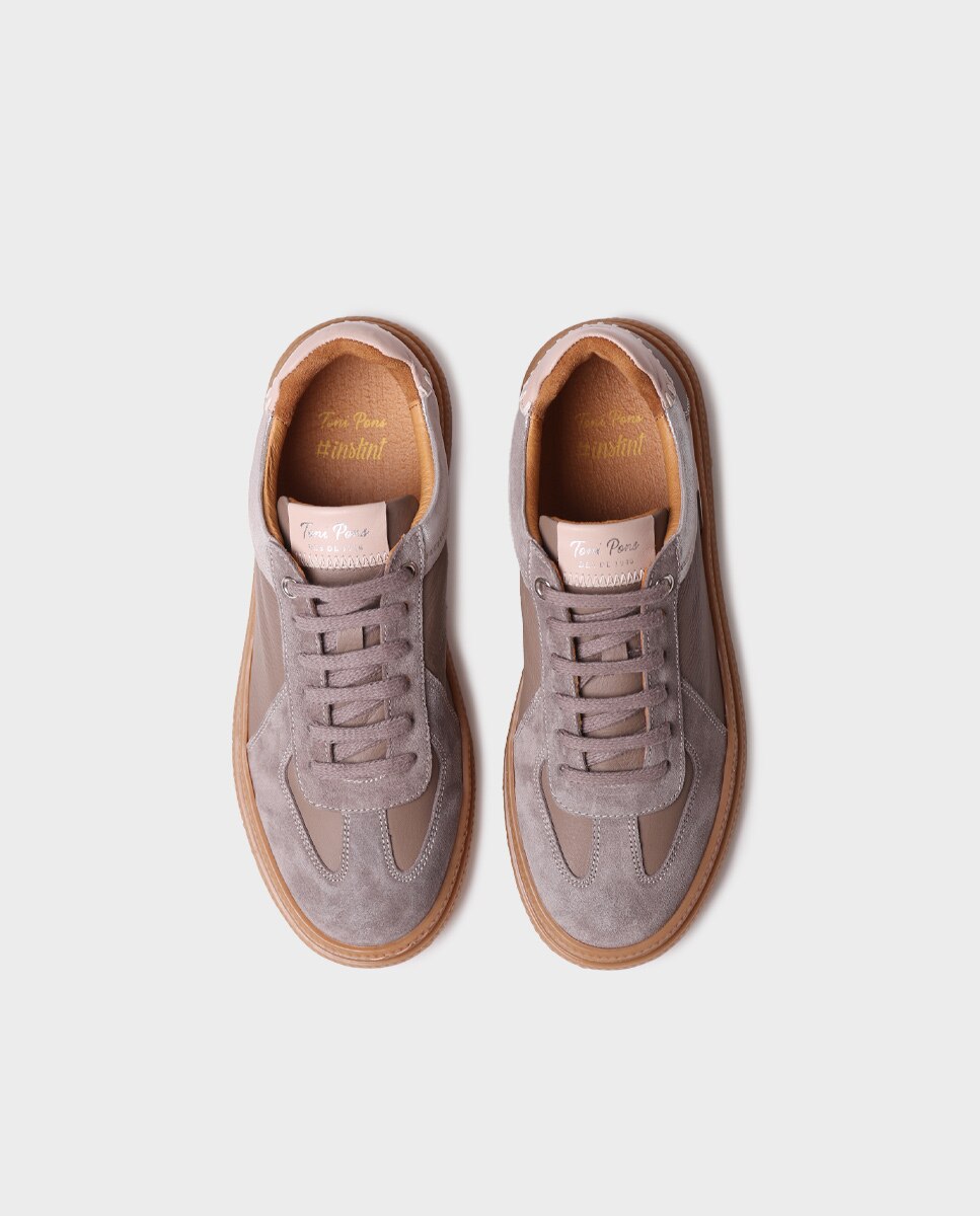 Zapatillas de mujer de piel con cordones - Toni Pons - Marrón Marrón-3