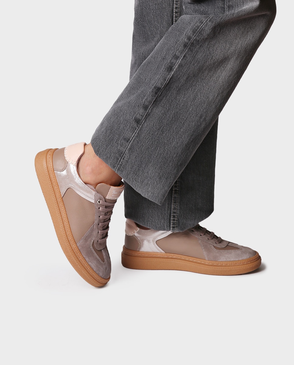 Zapatillas de mujer de piel con cordones - Toni Pons - Marrón Marrón-2