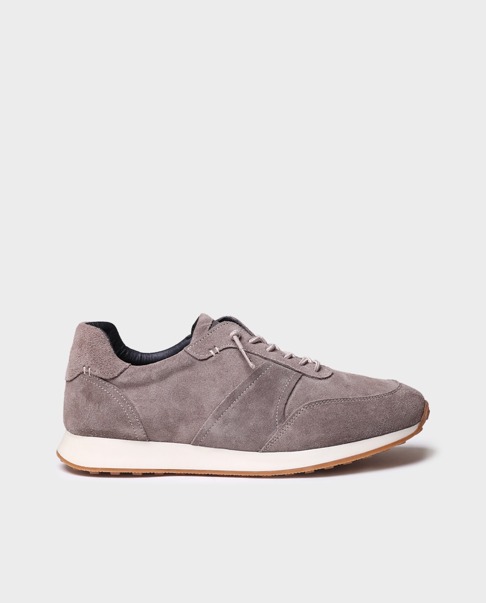 Imagen 0 de Zapatillas de hombre de serraje con cordones Topo