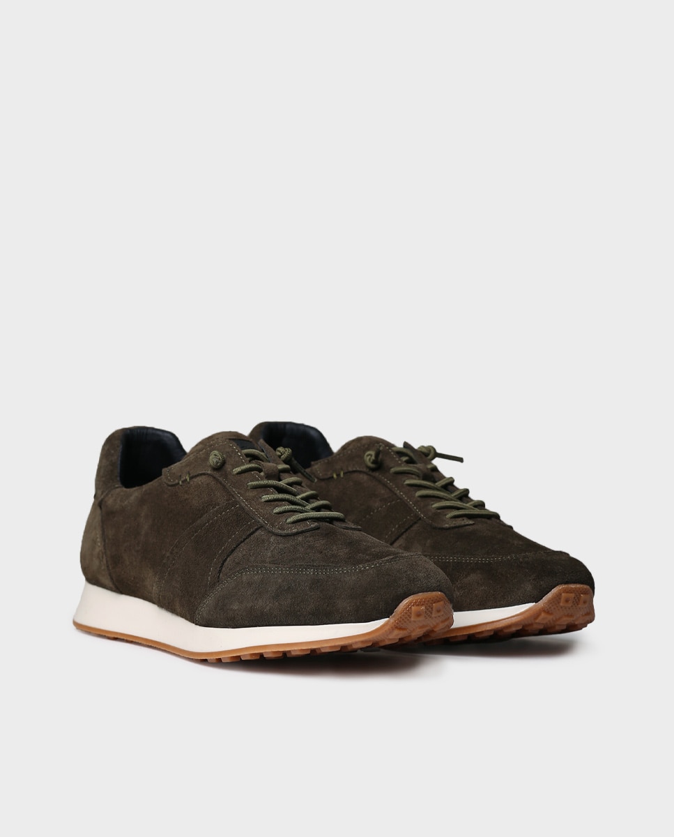 Zapatillas de hombre de serraje con cordones - Toni Pons - Kaki Kaki-4