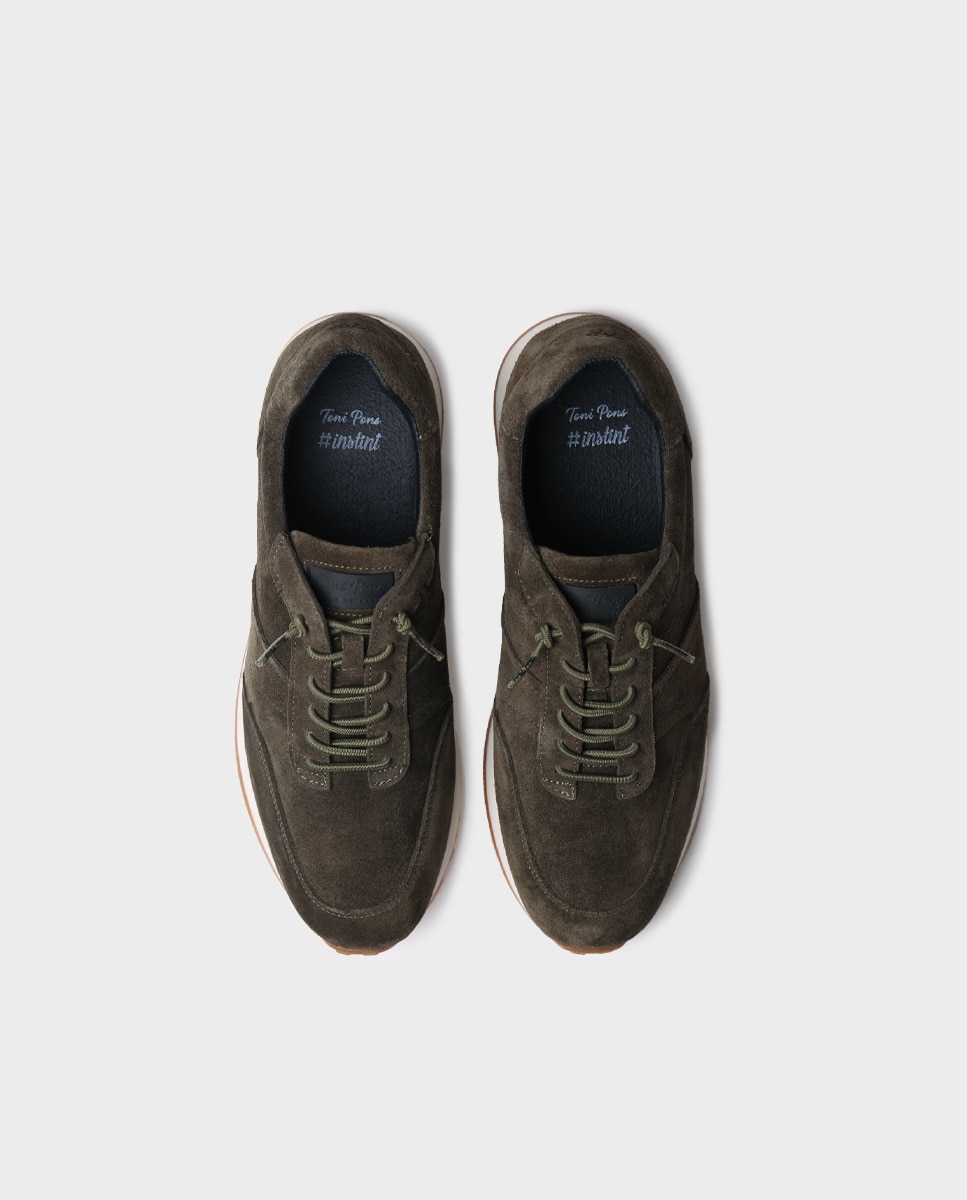 Zapatillas de hombre de serraje con cordones - Toni Pons - Kaki Kaki-3