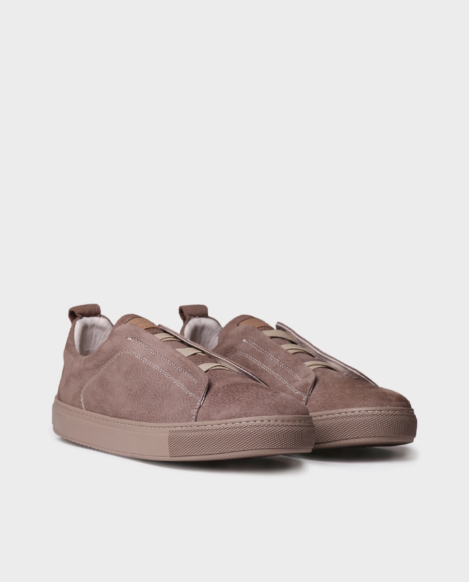 Zapatillas de hombre de piel con elásticos - Toni Pons - Marrón Marrón-4