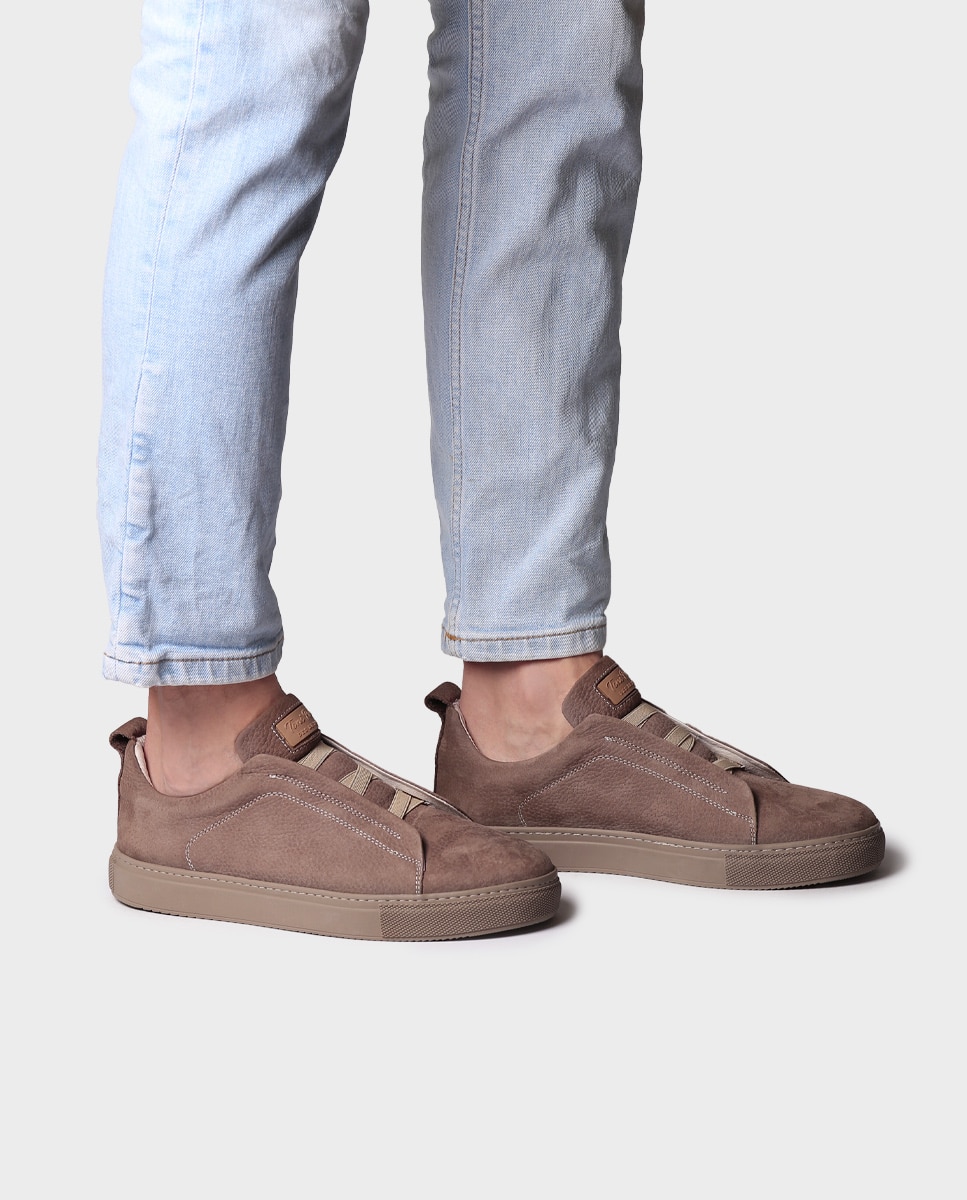 Zapatillas de hombre de piel con elásticos - Toni Pons - Marrón Marrón-2