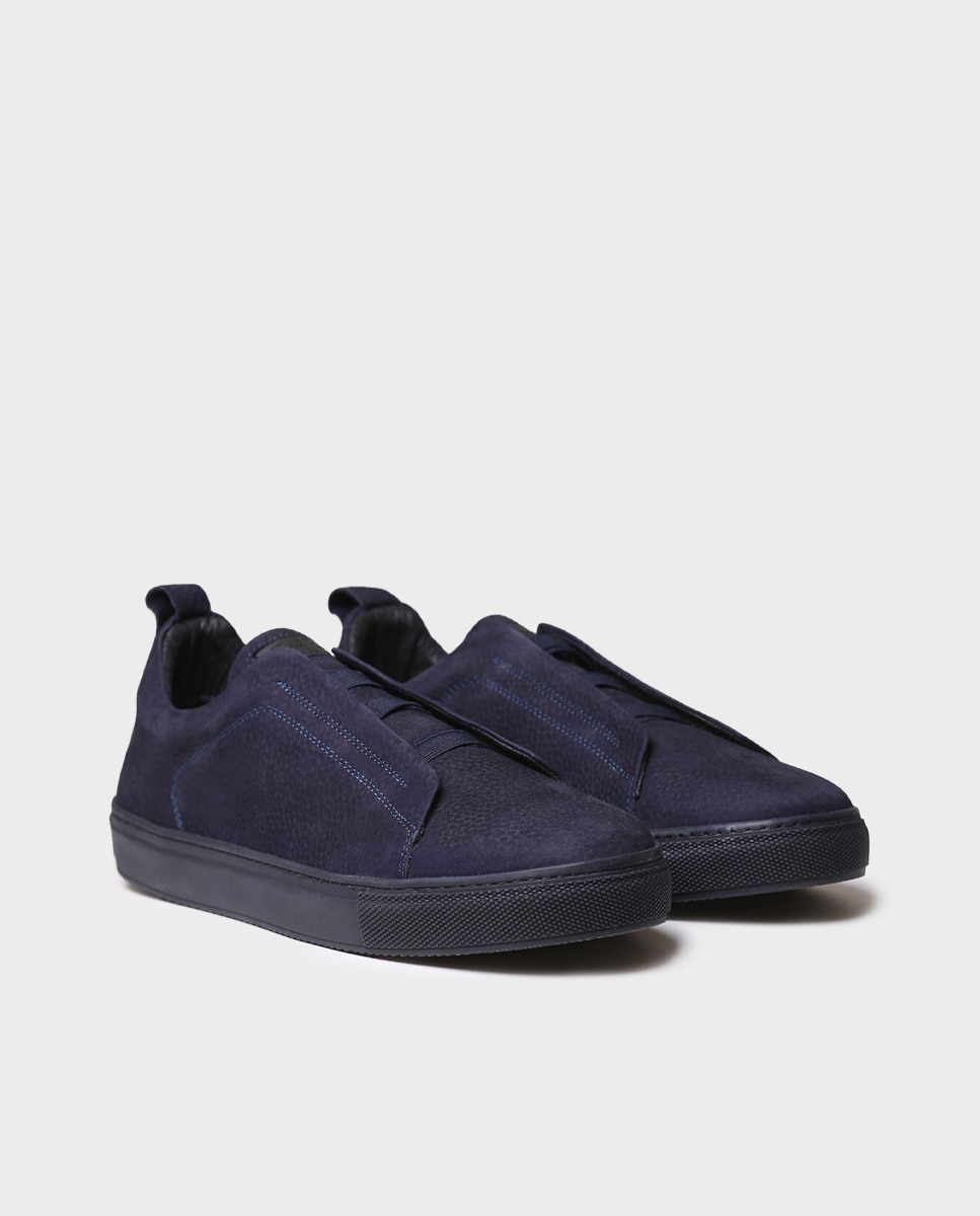 Zapatillas de hombre de piel con elásticos - Toni Pons - Azul marino Azul marino-4