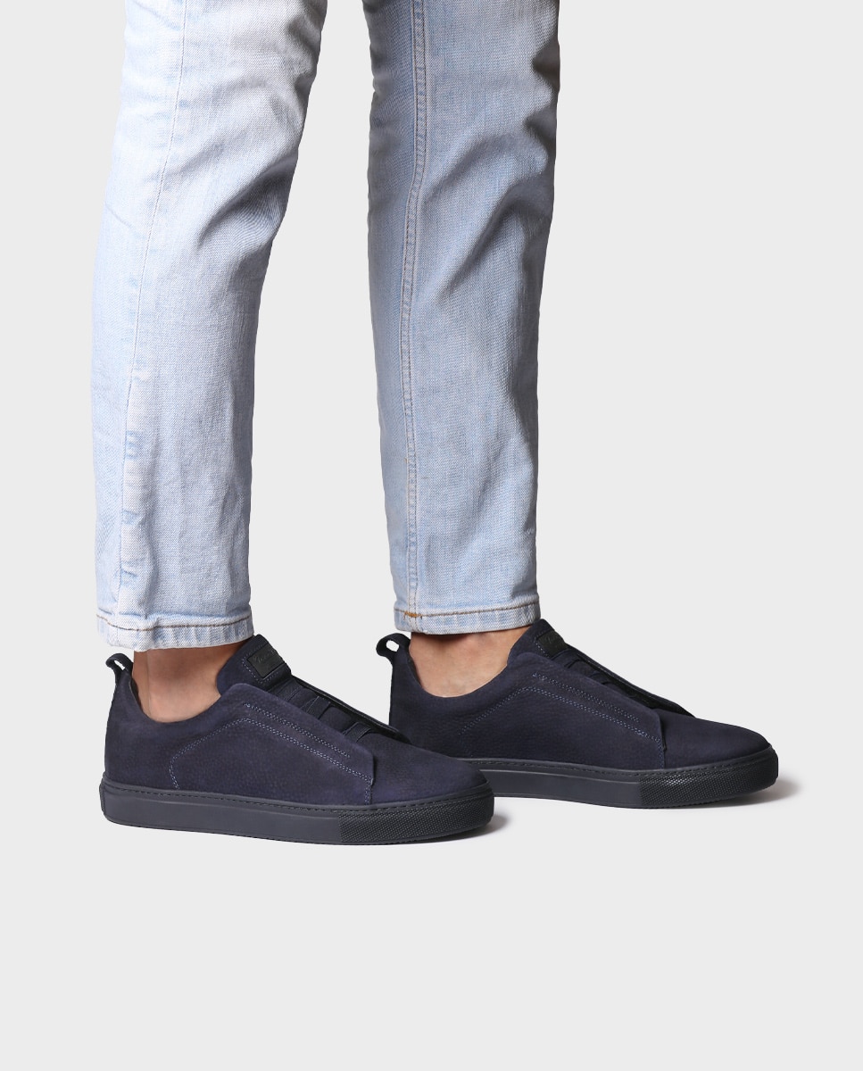 Zapatillas de hombre de piel con elásticos - Toni Pons - Azul marino Azul marino-2
